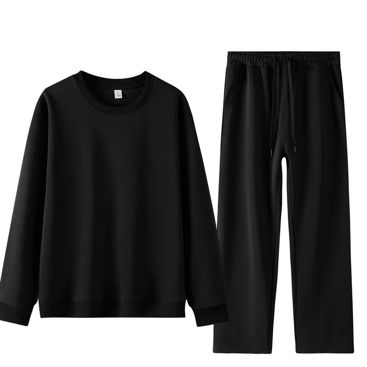 Unisex Wide Lounge Set made of soft cotton blend with round neck sweatshirt and drawstring joggers
