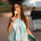 Women's Asymmetrical Chiffon Top with Floral Patterns