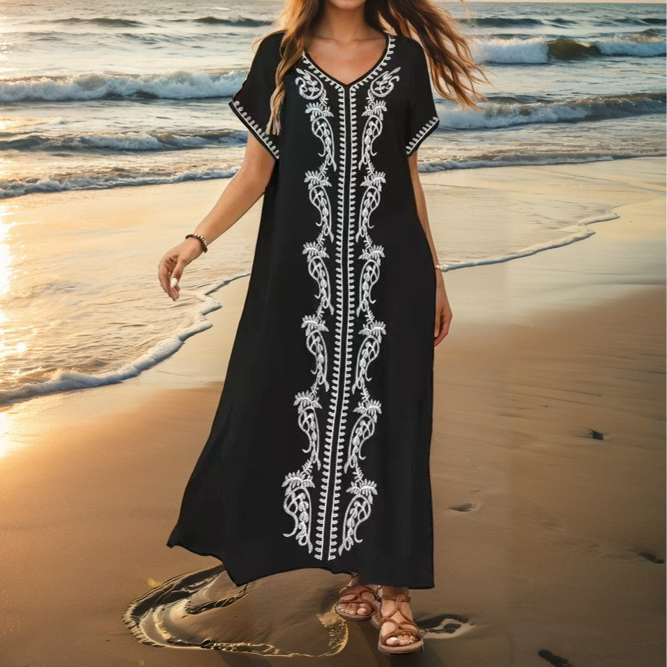 Women's Elegant Beach Cover-Up with Delicate Embroidery