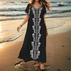 Women's Elegant Beach Cover-Up with Delicate Embroidery