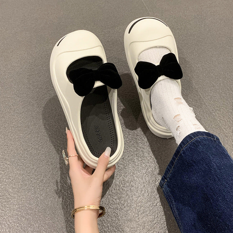 Women's Ballet Flats with Bow Detail and Non-Slip Sole