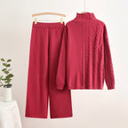 Women's Cozy Knit Loungewear Set with High Neck