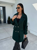 Elegant Oversized Blazer with Double Button Placket and Pockets