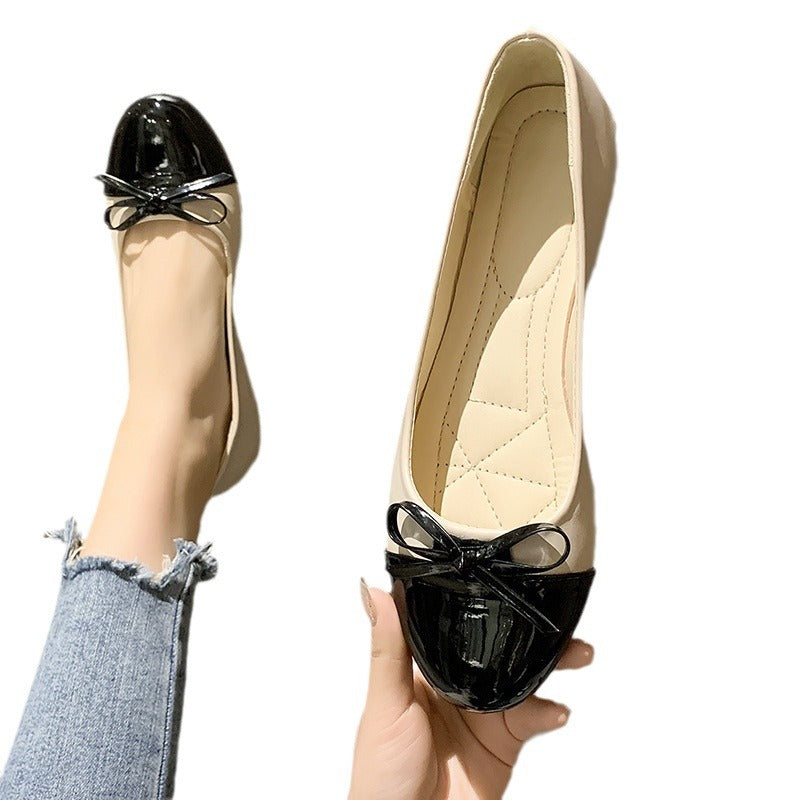 Women's Ballet Flats with Elegant Bow Accent and Non-Slip Sole
