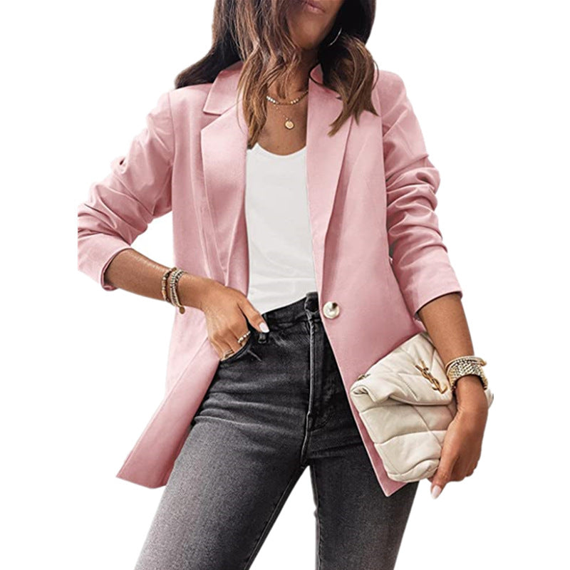 Women's Elegant Blazer with Unique Cut and Subtle Button Details