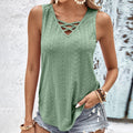 Women's Sleeveless V-Neck Top with Crisscross Design