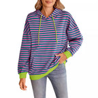 Women's Striped Hoodie with Kangaroo Pocket