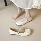Women's Strap Ballet Flats with Shimmering Finish
