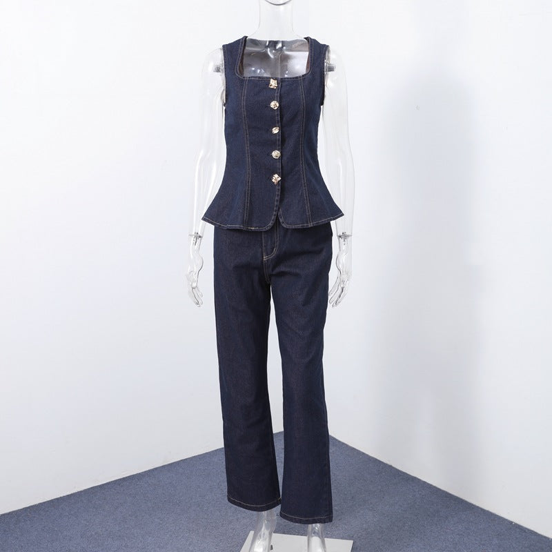 Women's Denim Overall with Tailored Silhouette