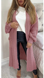 Women's Long Knit Coat with Spacious Pockets