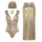 Women's Swimsuit Set with Refined Cut and Versatile Maxi Skirt