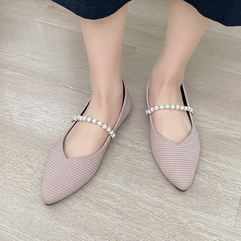 Women's Ballet Flats with Pearl Detail