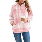 Women's Cozy Plaid Coat with High Collar
