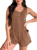 Women's Textured Jumpsuit with Decorative Buttons