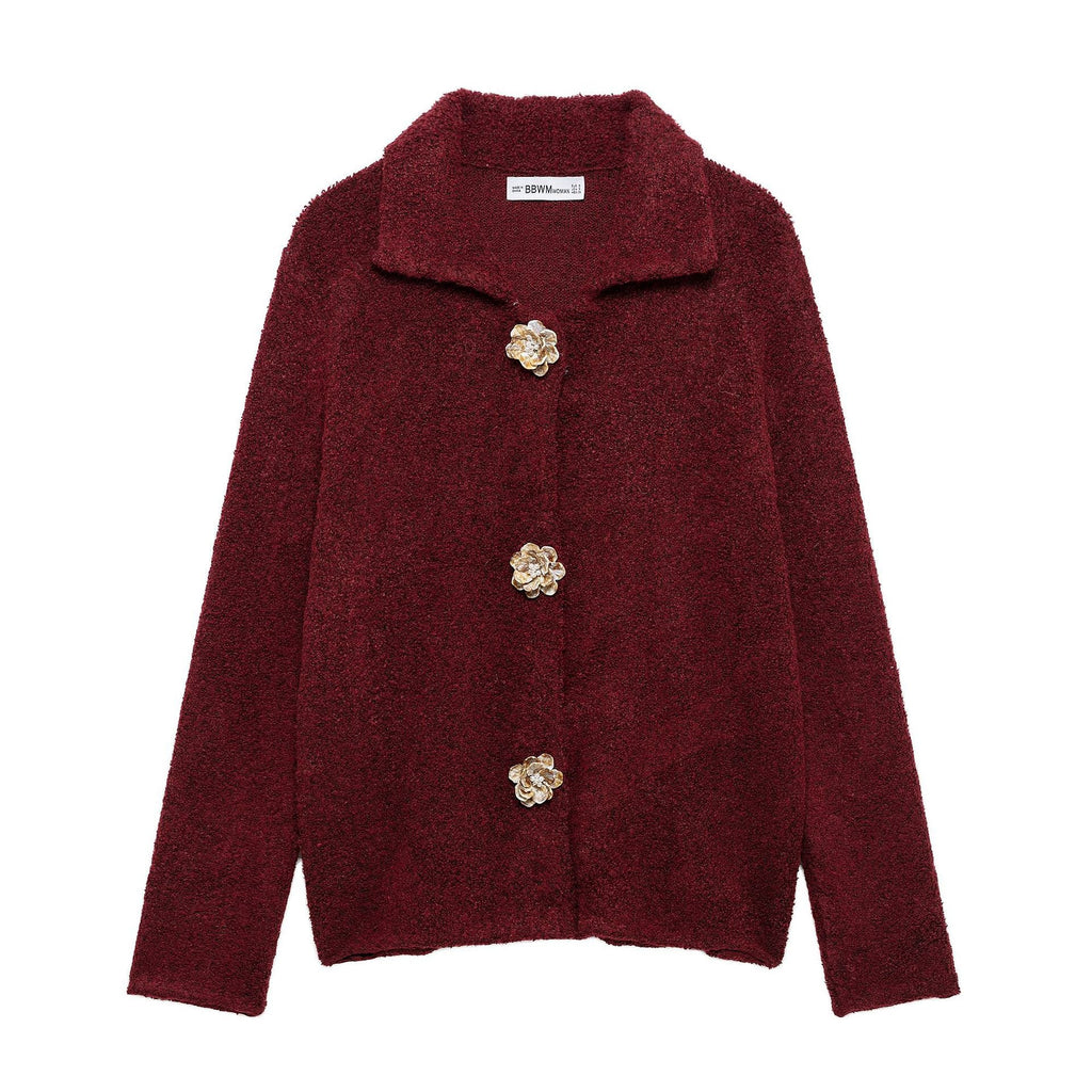 Women's Elegant Cardigan with Decorative Button Details