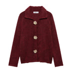 Women's Elegant Cardigan with Decorative Button Details