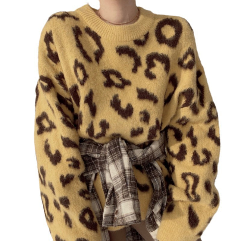 Women's Fluffy Leopard Print Sweater