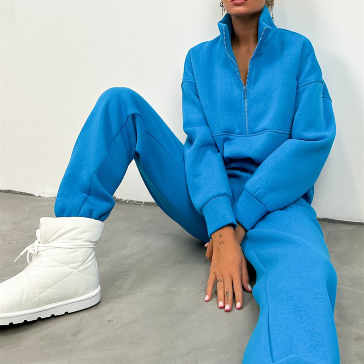 Cropped Half-Zip Fleece Set