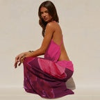 Women's Boho Maxi Dress with Draped Bodice