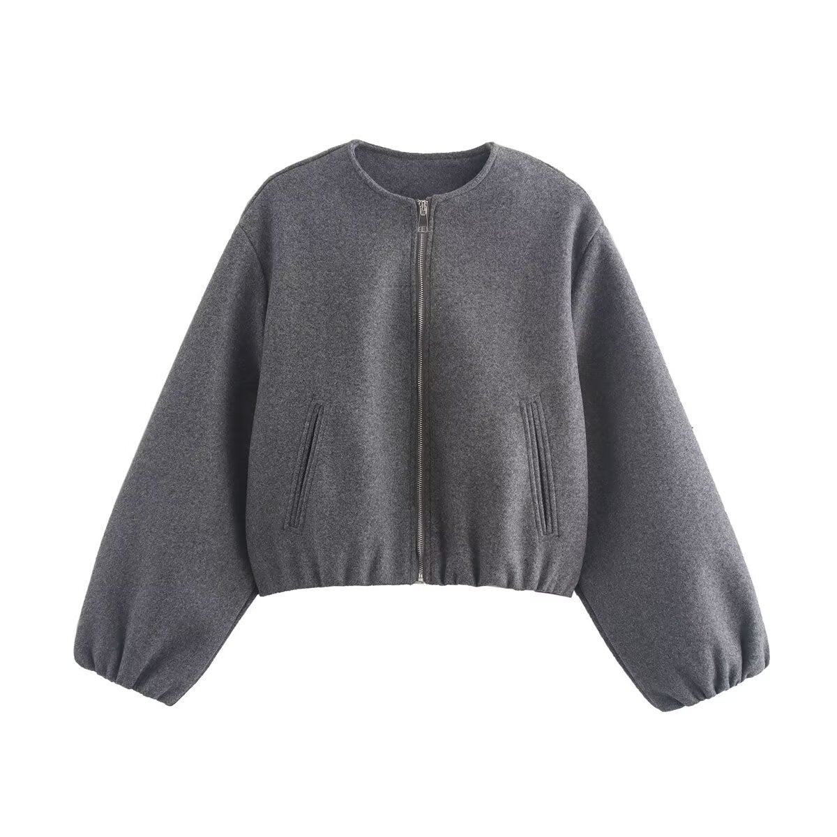 Women's Comfortable Bomber Jacket with High Collar