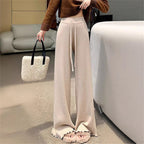 Women's Flowing Knit Pants with Soft Material and Elegant Hem