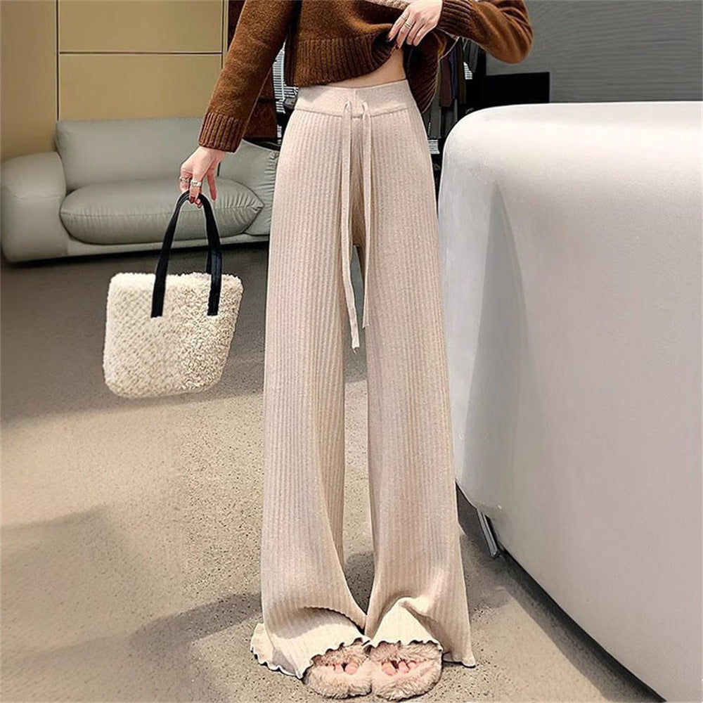 Women's Flowing Knit Pants with Soft Material and Elegant Hem
