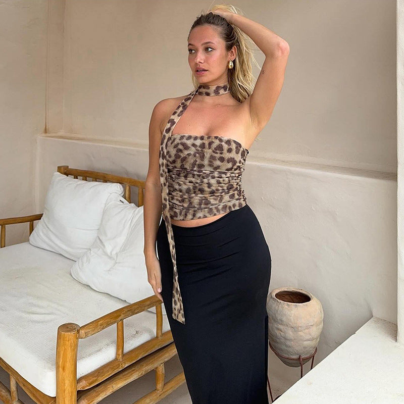 Women's Unique Wrap Top with Asymmetric Design and Ruffle Details