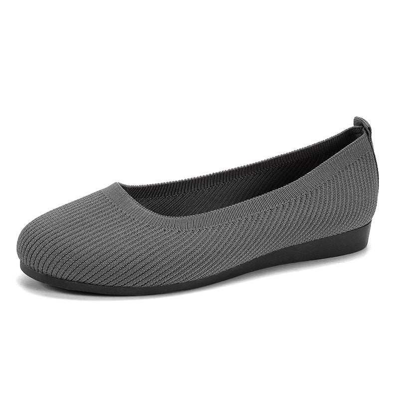 Women's Ballet Flats with Elegant Knit Design and Fashionable Pearl Embellishment