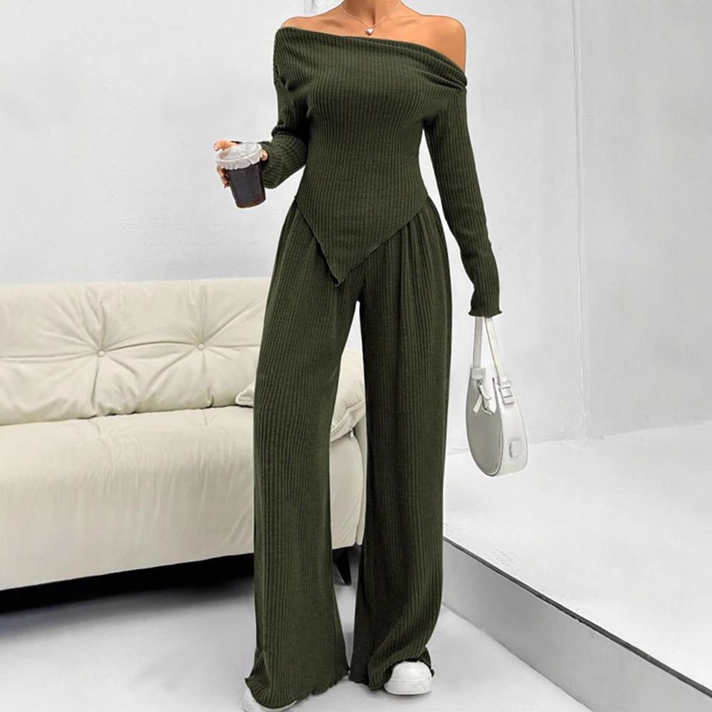Long Sleeve Asymmetric Neckline Jumpsuit