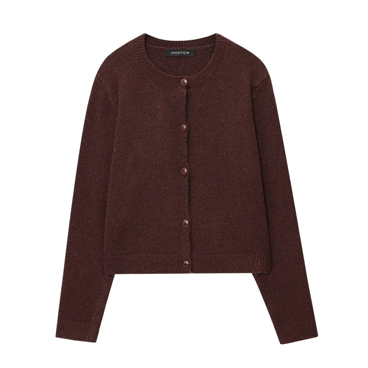 Elegant Women's Cardigan with Button Closure and Round Neckline