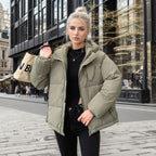 Women's Fashionable Puffer Jacket with Adjustable Hood and Thick Insulation