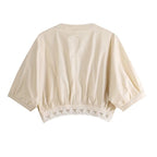 Women's Blouse with Refined Lace and Pleat Details