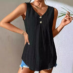 Women's Elegant Long-Sleeve Blouse with Textured Surface and Button Detail