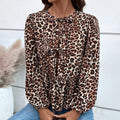 Women's Leopard Print Blouse with Ruffle Details