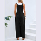 Women's Casual Wide-Leg Jumpsuit with Buckle Closure
