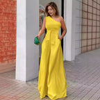 Elegant One-Shoulder Jumpsuit with Belt