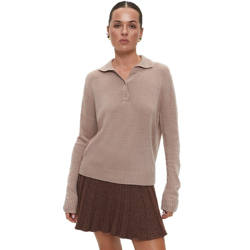 Women's Elegant Knit Sweater with Collar