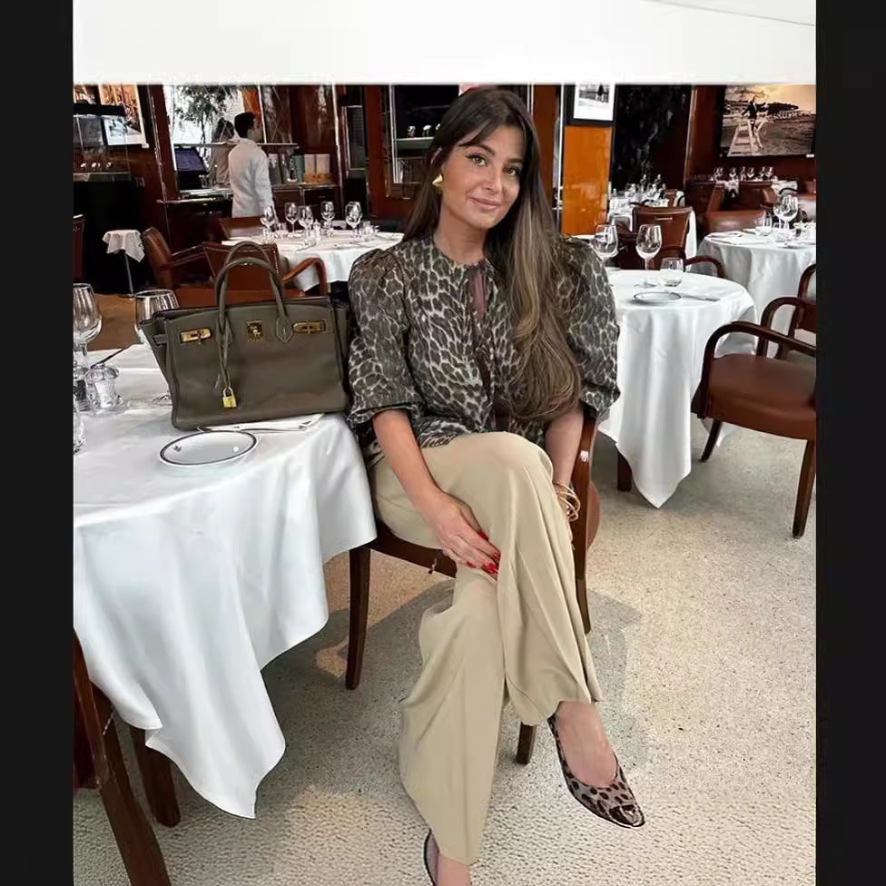 Women's Short-Sleeve Blouse with Ruffle Details