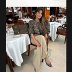 Women's Short-Sleeve Blouse with Ruffle Details
