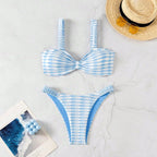 Women's Bandeau Bikini with Unique Pattern and Adjustable Straps