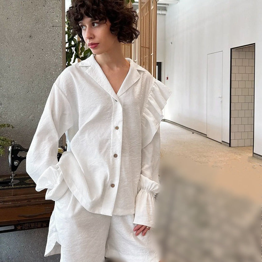 Women's Loungewear Set with Ruffle Details