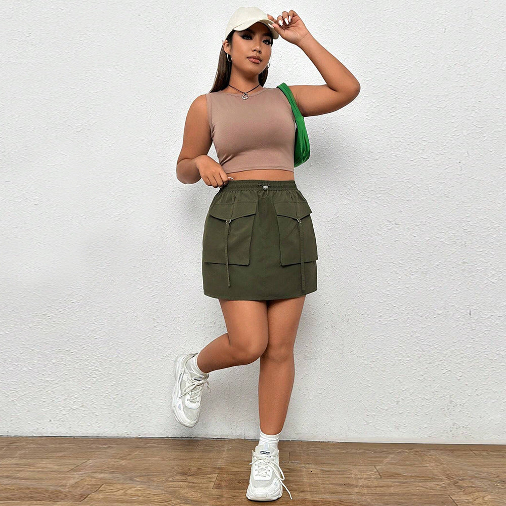 Women's Mini Skirt with Practical Pockets and Adjustable Waistband