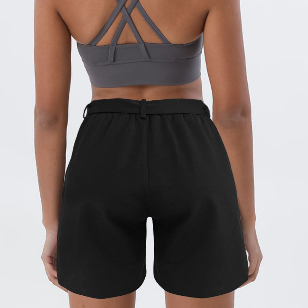 Women's Casual Pants with Elastic Waist and Side Tie Belt