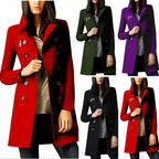 Women's Fashionable Short Coat with Double-Breasted Button Placket and Side Zippers