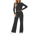 Women's Comfortable Lounge Set with Wide Cut and Long Sleeves
