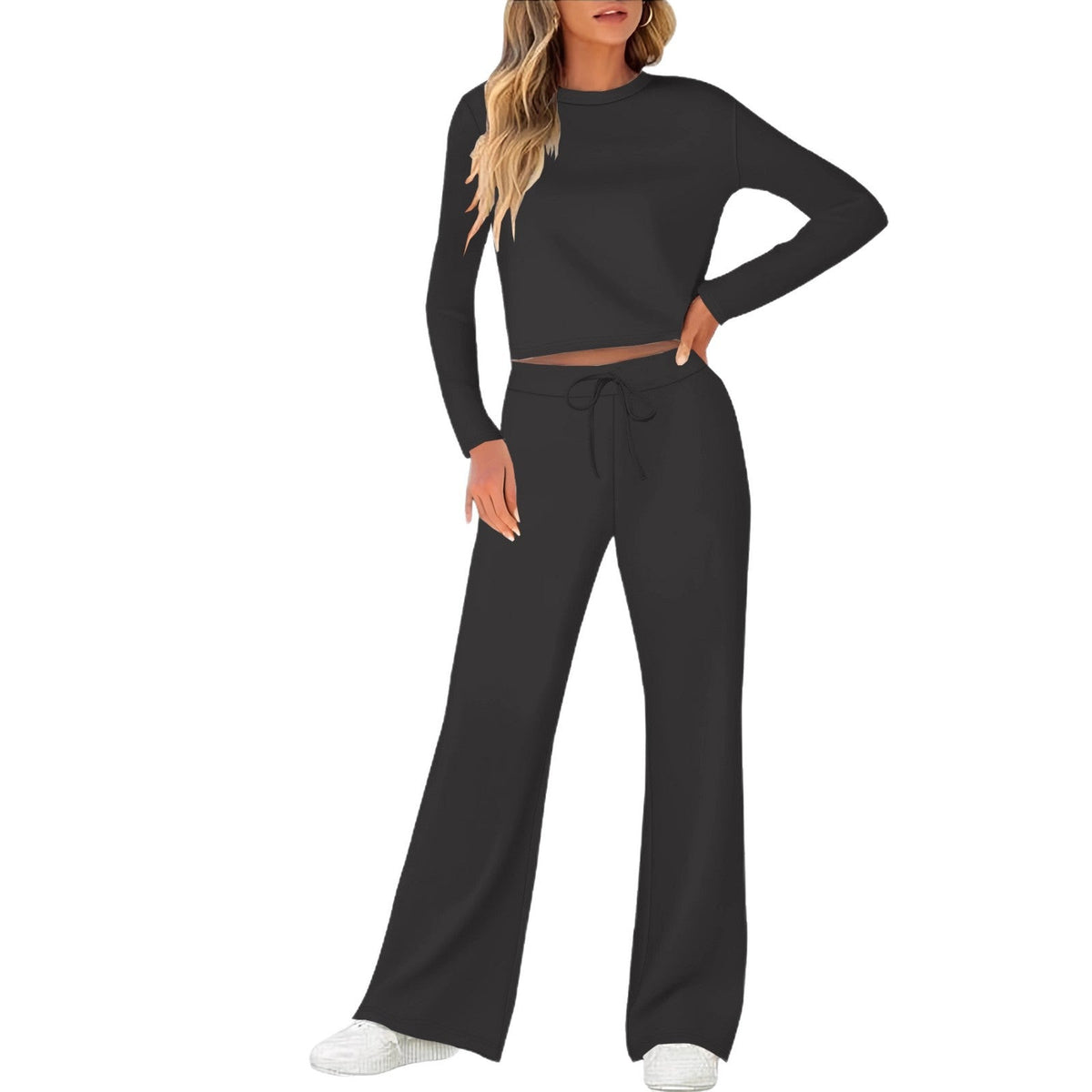 Women's Comfortable Lounge Set with Wide Cut and Long Sleeves