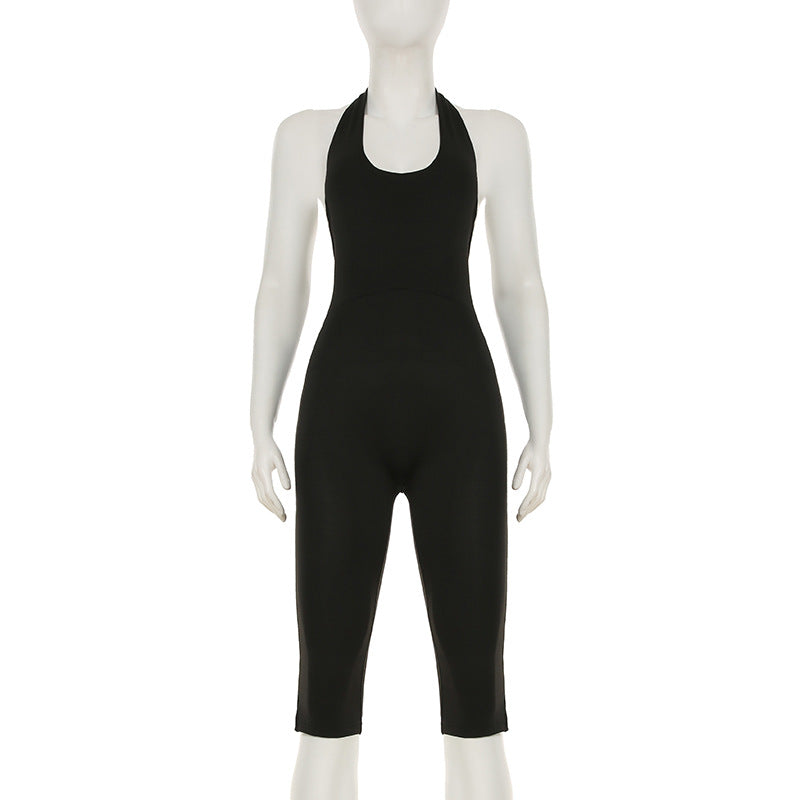 Women's Bodycon Jumpsuit with Deep Back and Clean Design