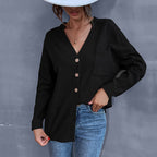 Casual Cropped Blouse with Button Details