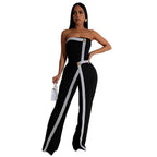 Women's Jumpsuit with Elegant Bustier Bodice and Contrasting Hem Accents