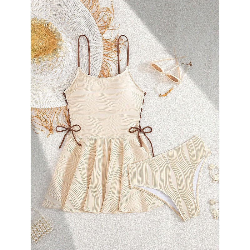 Women's Swimsuit with Flared Skirt and Adjustable Tie System